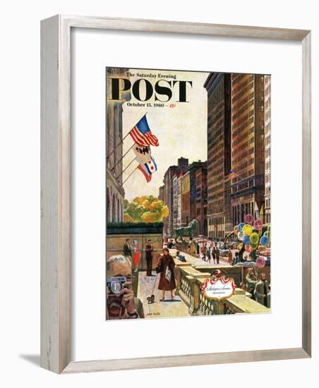 "Michigan Avenue, Chicago," Saturday Evening Post Cover, October 15, 1960-John Falter-Framed Giclee Print