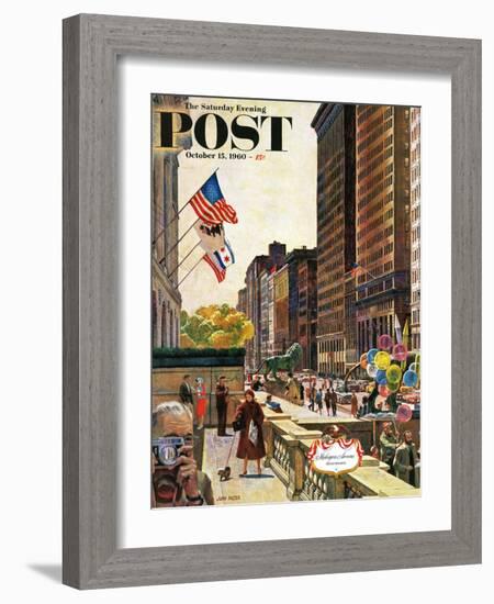 "Michigan Avenue, Chicago," Saturday Evening Post Cover, October 15, 1960-John Falter-Framed Giclee Print