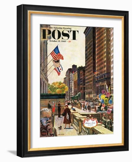 "Michigan Avenue, Chicago," Saturday Evening Post Cover, October 15, 1960-John Falter-Framed Giclee Print