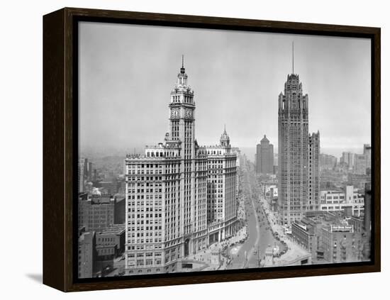 Michigan Avenue View in Chicago, Ca. 1925-null-Framed Premier Image Canvas