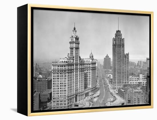 Michigan Avenue View in Chicago, Ca. 1925-null-Framed Premier Image Canvas