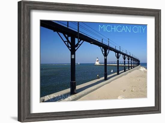 Michigan City, Indiana - Lighthouse 1-Lantern Press-Framed Art Print