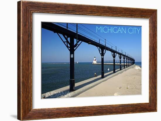 Michigan City, Indiana - Lighthouse 1-Lantern Press-Framed Art Print