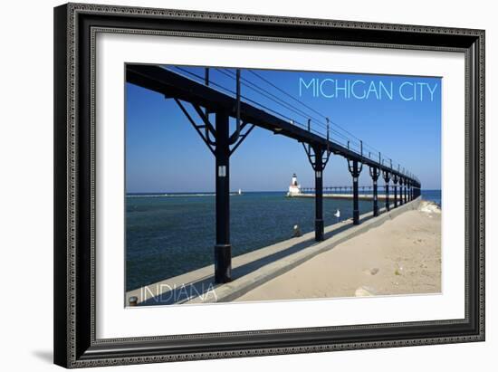 Michigan City, Indiana - Lighthouse 1-Lantern Press-Framed Art Print