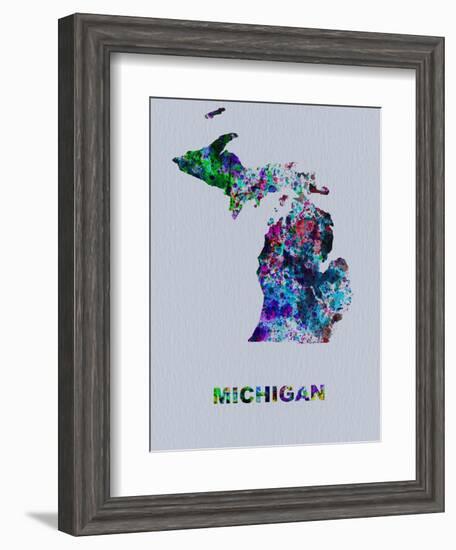 Michigan Color Splatter Map-NaxArt-Framed Art Print