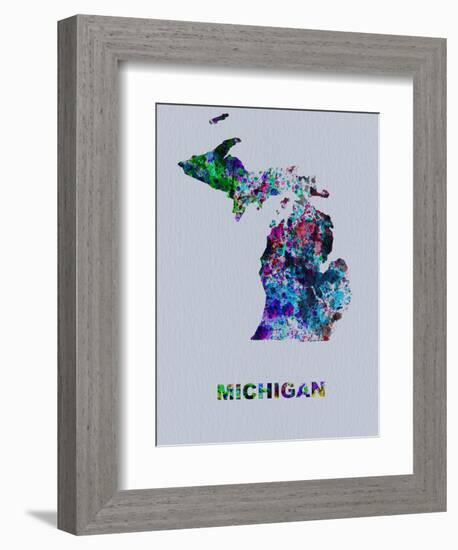 Michigan Color Splatter Map-NaxArt-Framed Art Print