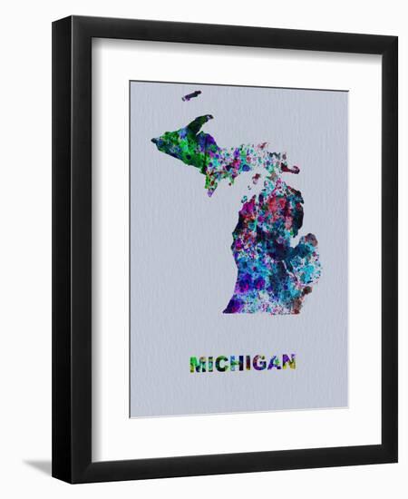 Michigan Color Splatter Map-NaxArt-Framed Art Print