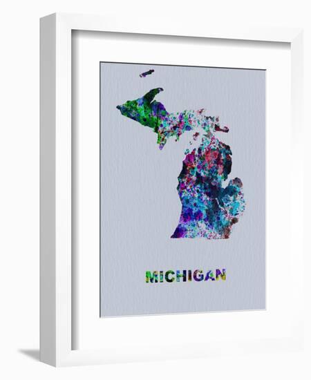 Michigan Color Splatter Map-NaxArt-Framed Art Print