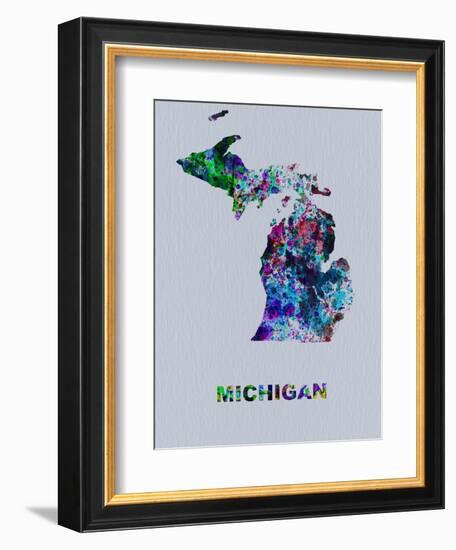 Michigan Color Splatter Map-NaxArt-Framed Art Print