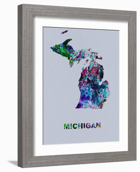 Michigan Color Splatter Map-NaxArt-Framed Art Print