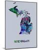 Michigan Color Splatter Map-NaxArt-Mounted Art Print