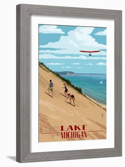 Michigan - Dunes-Lantern Press-Framed Premium Giclee Print