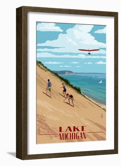 Michigan - Dunes-Lantern Press-Framed Premium Giclee Print