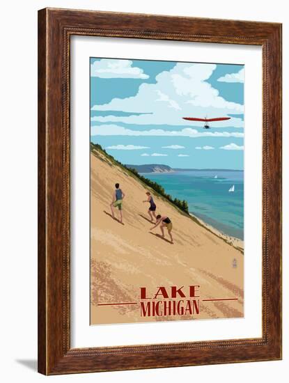 Michigan - Dunes-Lantern Press-Framed Premium Giclee Print