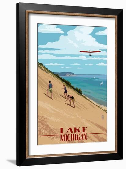 Michigan - Dunes-Lantern Press-Framed Premium Giclee Print