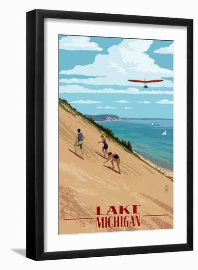 Michigan - Dunes-Lantern Press-Framed Premium Giclee Print