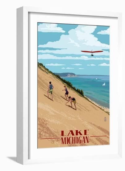 Michigan - Dunes-Lantern Press-Framed Premium Giclee Print