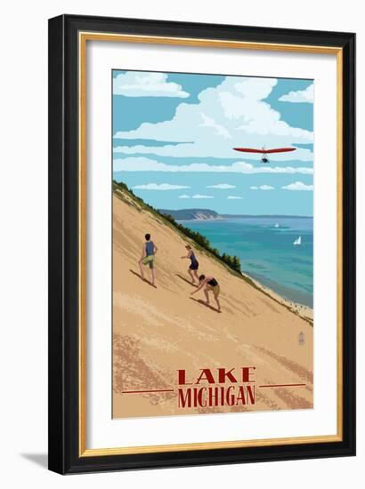 Michigan - Dunes-Lantern Press-Framed Premium Giclee Print