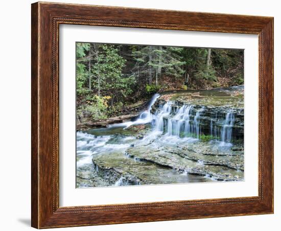 Michigan, Lower Au Train Falls, Autumn Waterfall in Upper Michigan-Julie Eggers-Framed Photographic Print