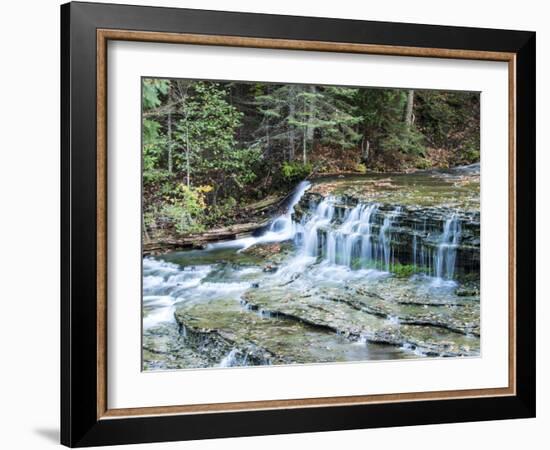 Michigan, Lower Au Train Falls, Autumn Waterfall in Upper Michigan-Julie Eggers-Framed Photographic Print