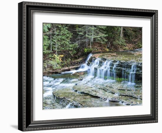 Michigan, Lower Au Train Falls, Autumn Waterfall in Upper Michigan-Julie Eggers-Framed Photographic Print