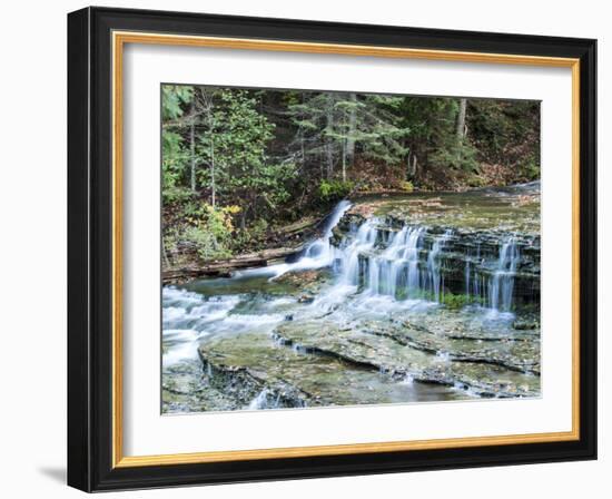 Michigan, Lower Au Train Falls, Autumn Waterfall in Upper Michigan-Julie Eggers-Framed Photographic Print