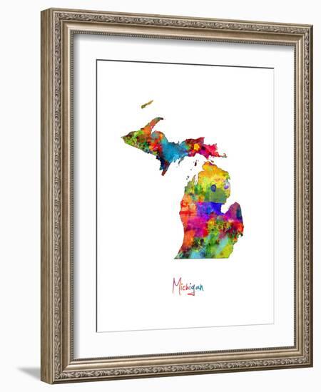 Michigan Map-Michael Tompsett-Framed Art Print