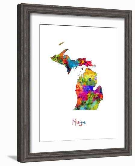 Michigan Map-Michael Tompsett-Framed Art Print