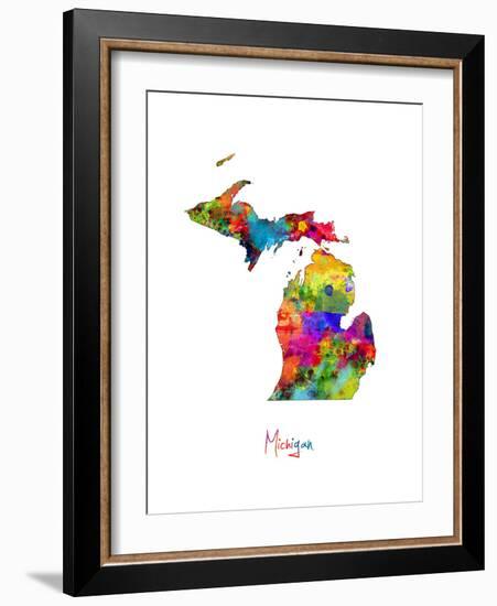 Michigan Map-Michael Tompsett-Framed Art Print