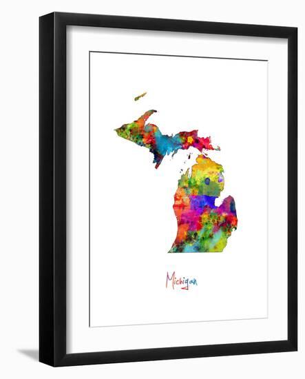 Michigan Map-Michael Tompsett-Framed Art Print