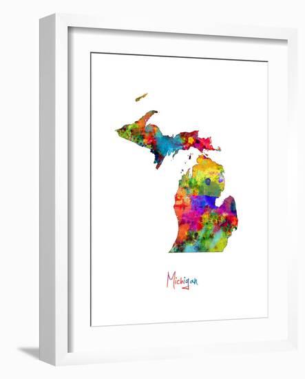 Michigan Map-Michael Tompsett-Framed Art Print