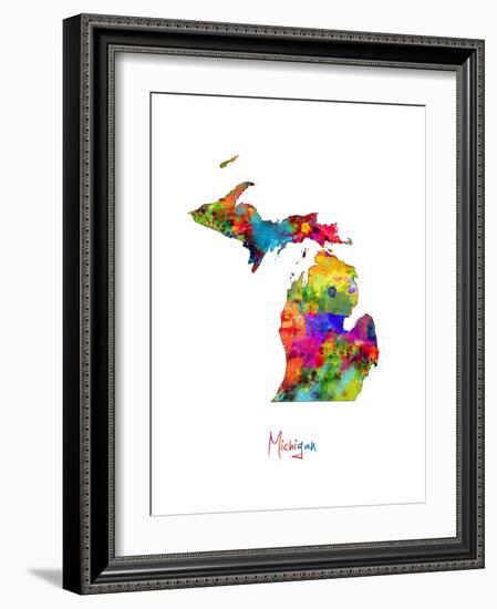 Michigan Map-Michael Tompsett-Framed Art Print