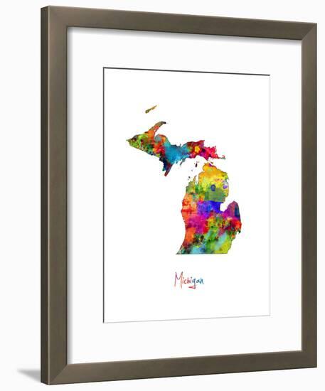 Michigan Map-Michael Tompsett-Framed Art Print