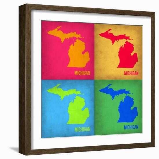 Michigan Pop Art Map 1-NaxArt-Framed Art Print