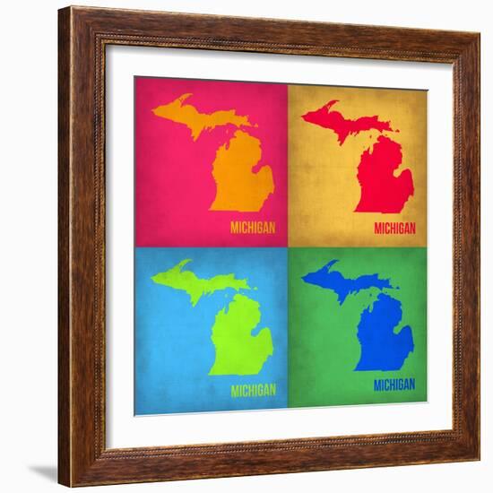 Michigan Pop Art Map 1-NaxArt-Framed Art Print