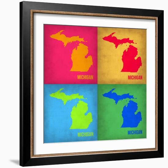 Michigan Pop Art Map 1-NaxArt-Framed Art Print