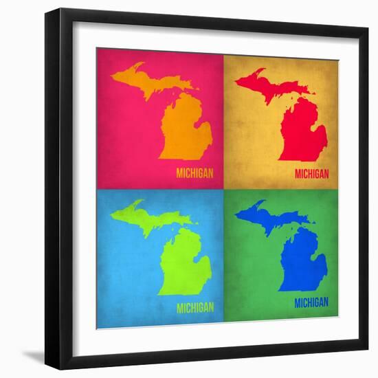 Michigan Pop Art Map 1-NaxArt-Framed Art Print
