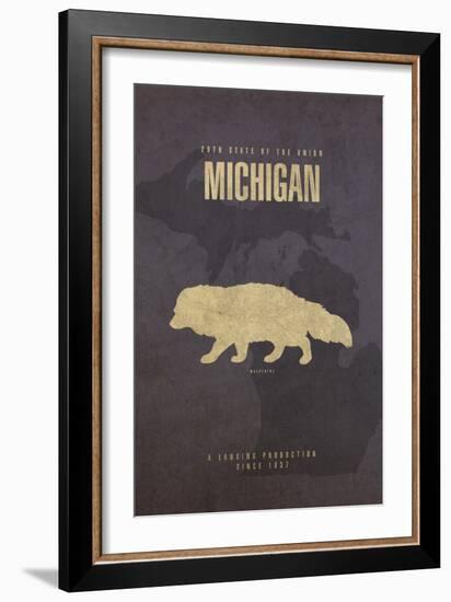 Michigan Poster-David Bowman-Framed Giclee Print