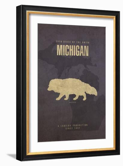 Michigan Poster-David Bowman-Framed Giclee Print