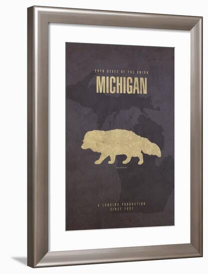 Michigan Poster-David Bowman-Framed Giclee Print