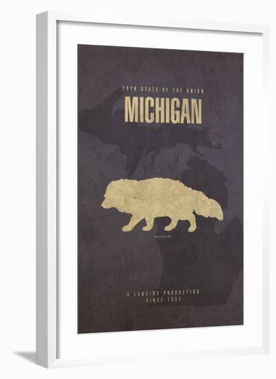 Michigan Poster-David Bowman-Framed Giclee Print