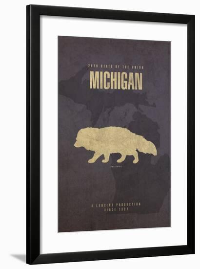 Michigan Poster-David Bowman-Framed Giclee Print