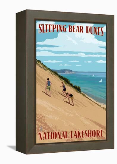 Michigan - Sleeping Bear Dunes-Lantern Press-Framed Stretched Canvas