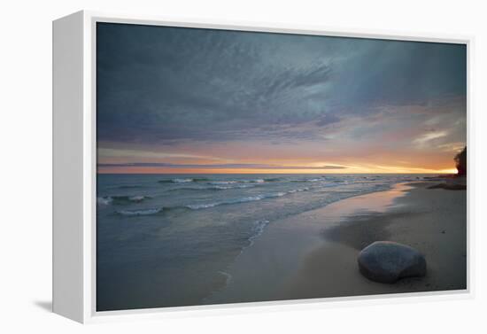 Michigan. Solitary Boulder on a Beach of Lake Superior, Pictured Rocks National Lakeshore-Judith Zimmerman-Framed Premier Image Canvas