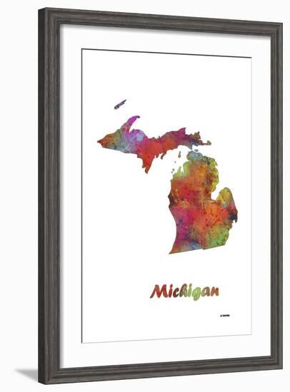 Michigan State Map 1-Marlene Watson-Framed Giclee Print