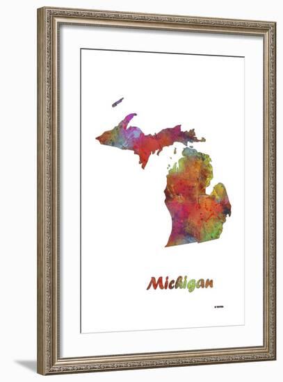 Michigan State Map 1-Marlene Watson-Framed Giclee Print