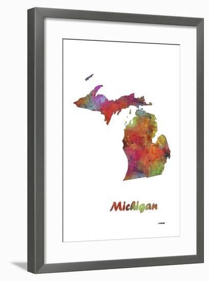 Michigan State Map 1-Marlene Watson-Framed Giclee Print