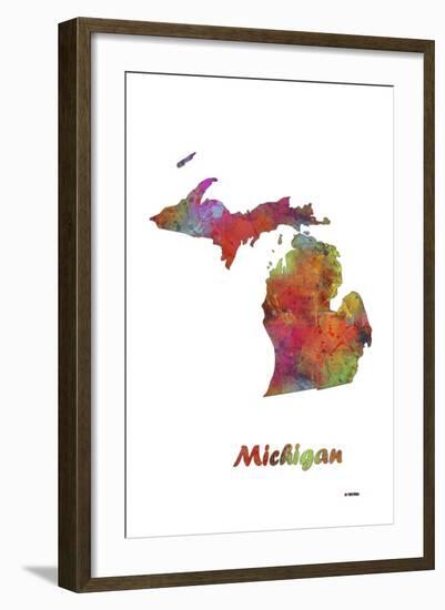 Michigan State Map 1-Marlene Watson-Framed Giclee Print