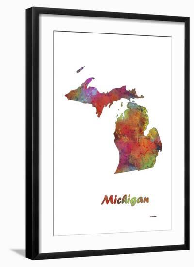 Michigan State Map 1-Marlene Watson-Framed Giclee Print