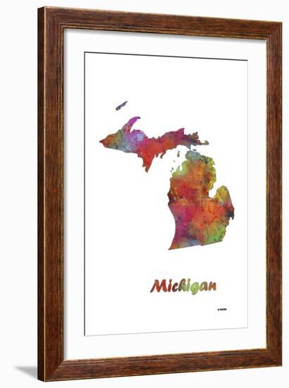 Michigan State Map 1-Marlene Watson-Framed Giclee Print